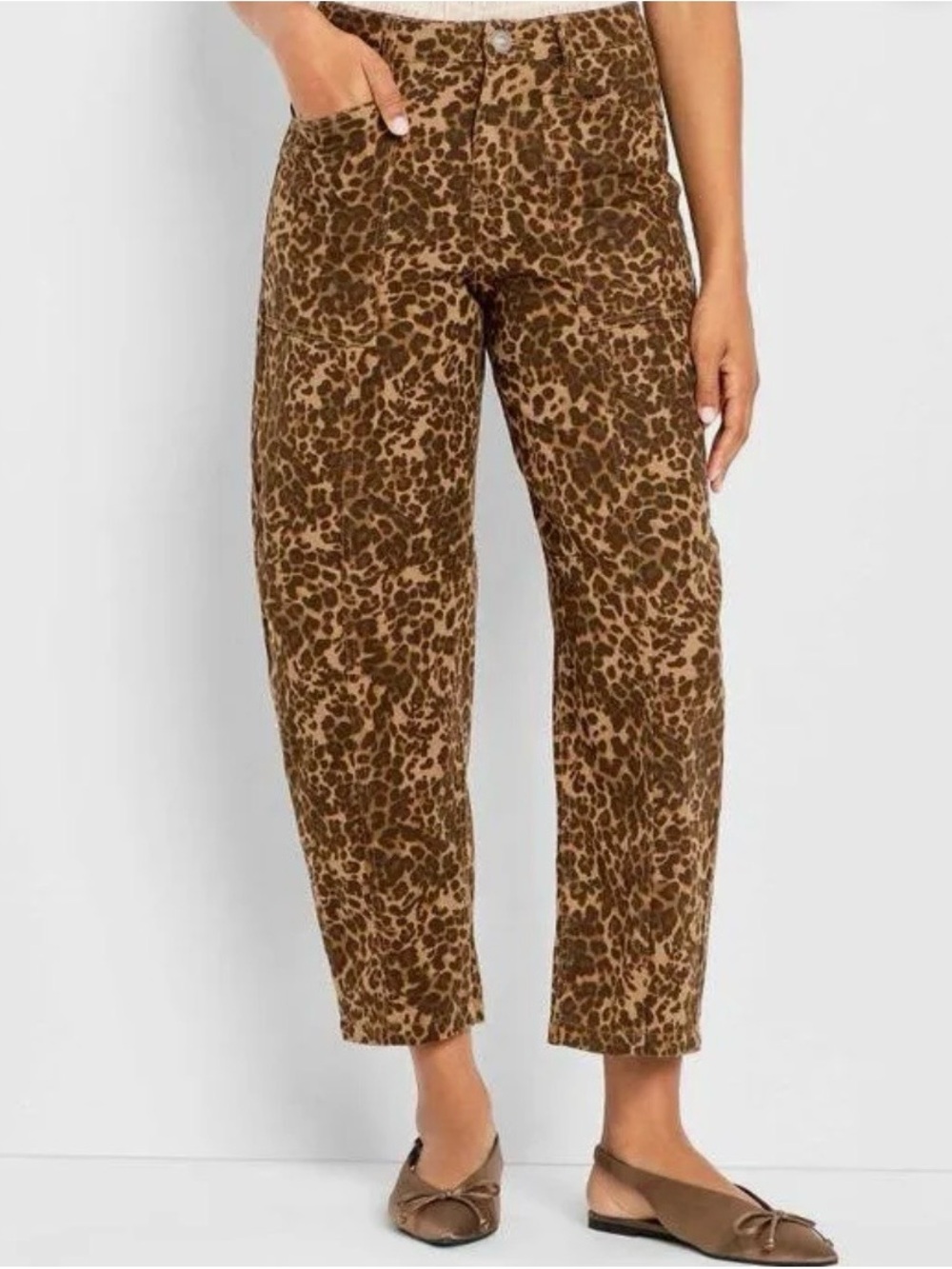 Future Collective NWT Leopard Print Cropped Jeans - Brown #leopard